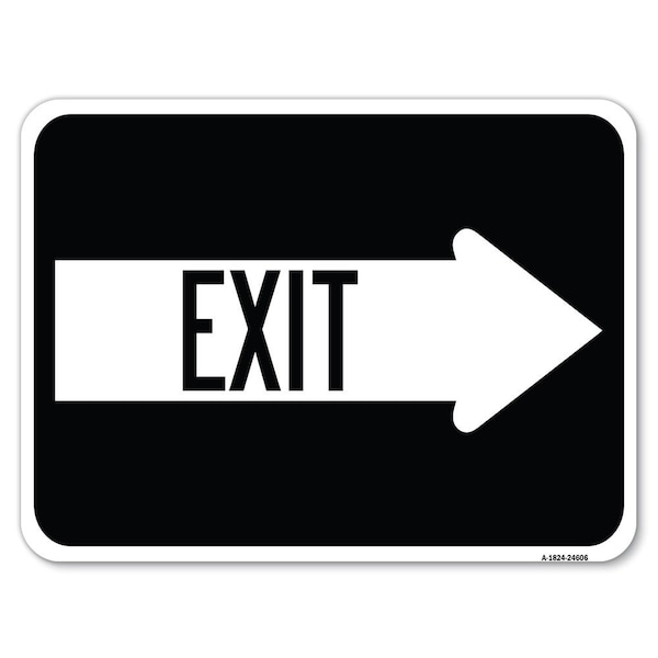 Exit With Right Arrow Heavy-Gauge Aluminum Rust Proof Parking Sign, 18" H, 24" L, A-1824-24606
